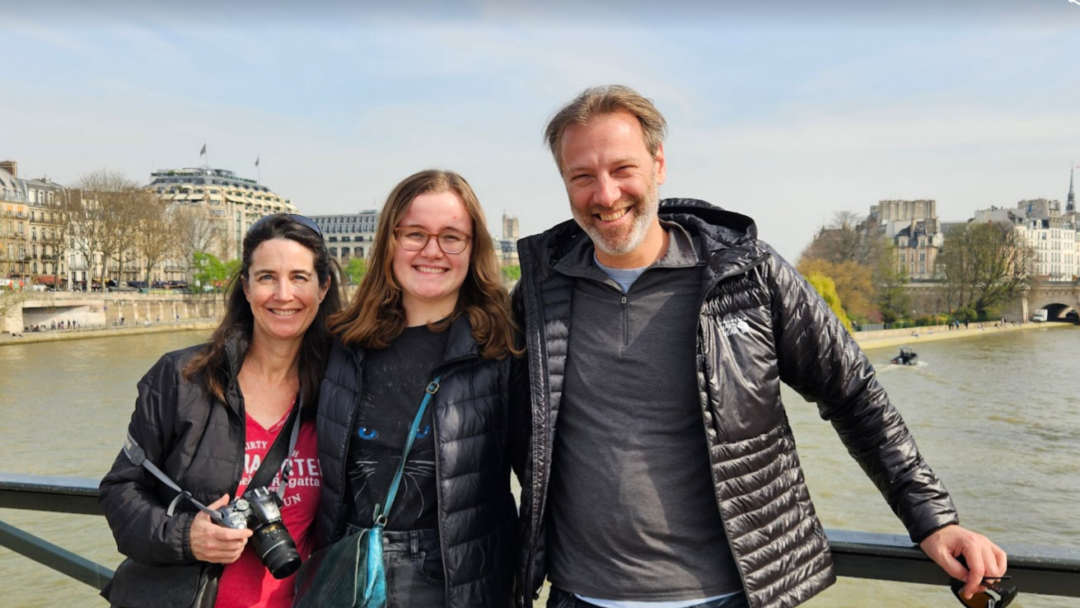 Student and family in France.