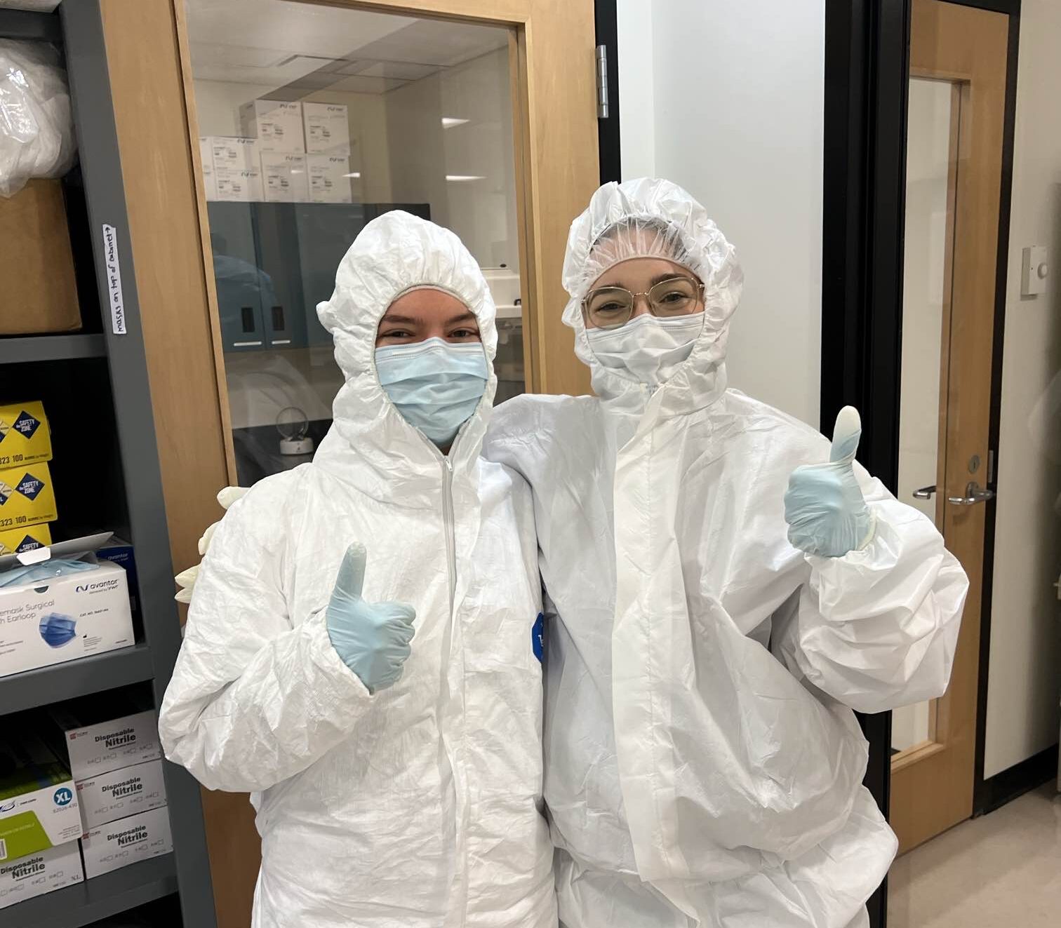 A photo of two people in an Ancient DNA lab.